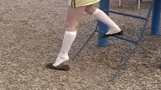 Black flats & knee high socks - At the playground