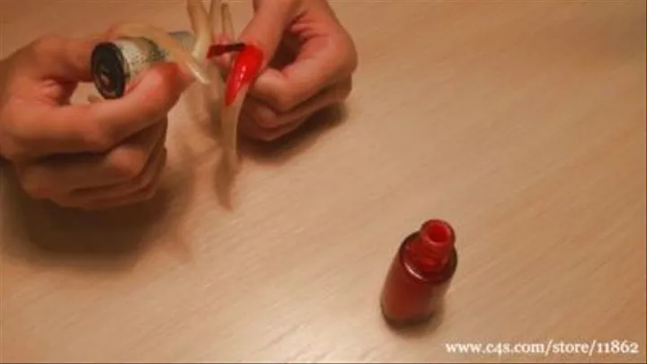 Red Long Nail Polishing( )