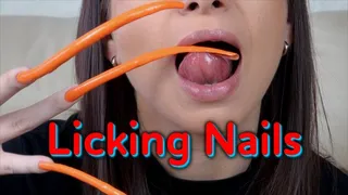 Licking Orange Nails