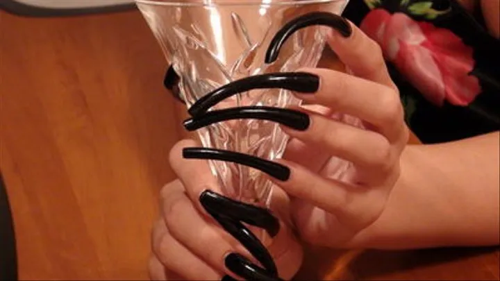 Long Nails Do Sound On WineGlass