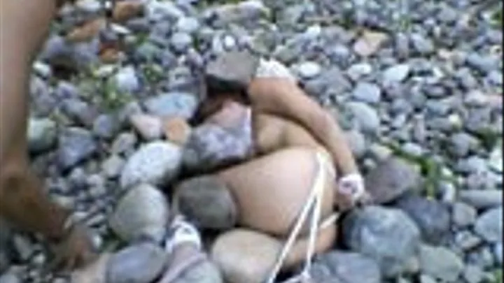 Outdoor Bondage 15 - Rock Burial on the beach of the green river