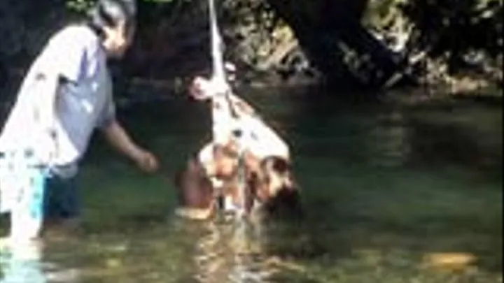 Outdoor Bondage 22 - Maria Shadoes IN THE GREEN RIVER nipple tie part 5