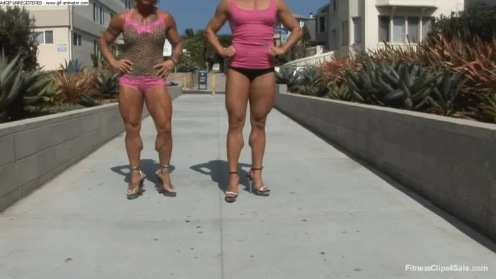 Brenda and Katka Venice Beach Muscular Calves Battle Hi Res