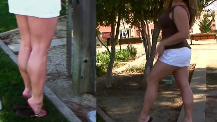 Fantasy Calves Outdoors White Mini Skirt and Flip Flops