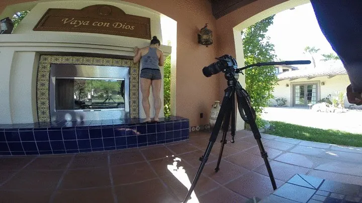 Erica Calf Flex Outdoors On The Fireplace Barefeet