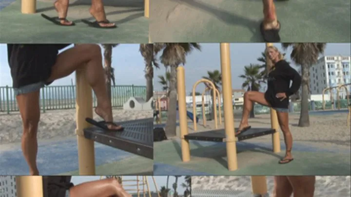 Jill's Muscular Calves and Flip Flops on Venice Beach