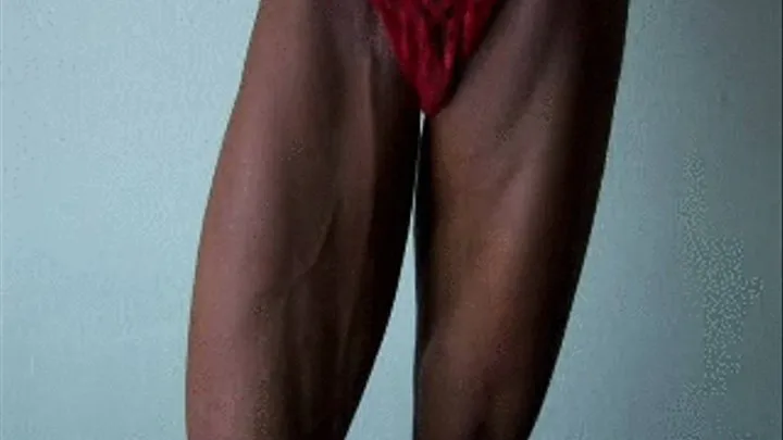 Angie Red Lace Bikini Muscular Calves