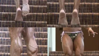 Tonia Ripped Muscular Calves On The Stairs