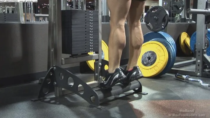 Gymnast Working Calves On Standing Machine Hi Res