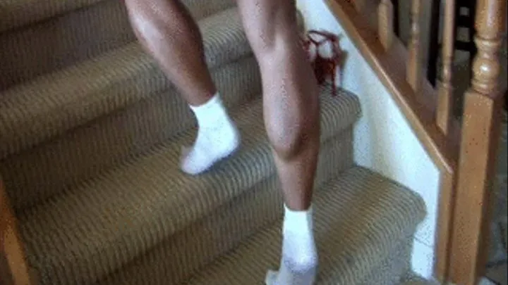 Junell 17 inch School Girl Stairs White Socks and Bare Feet