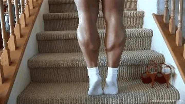 Junell 17 inch School Girl Stairs White Socks and Bare Feet Hi Res