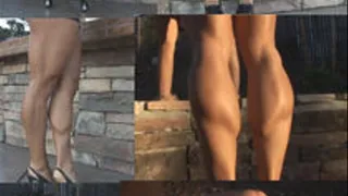 Black Booty Shorts Outdoors Muscular Calves High Heels Hi Res