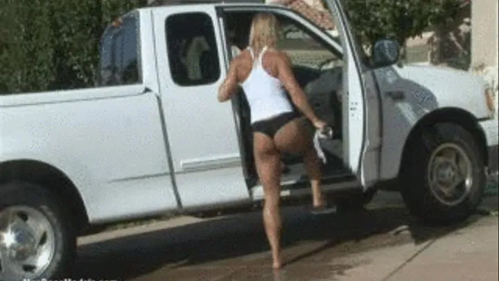 Katka's Black Booty Shorts Car Wash Bare Feet Hi Res