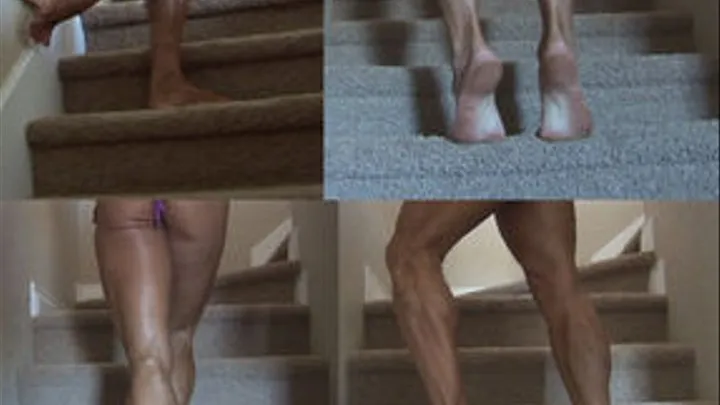 Purple Thong On The Stairs Bare Feet