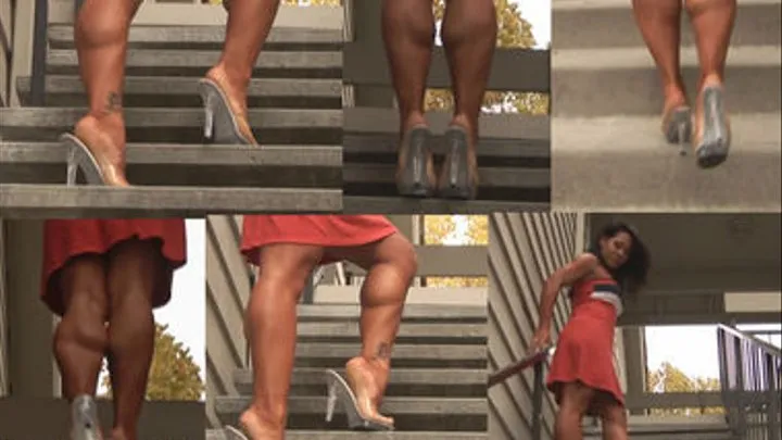 Asian Babe with Muscular Calves - 16 inches on stairs