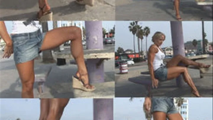 Jill's Wedged High Heels Flexing On Venice Beach Hi Res