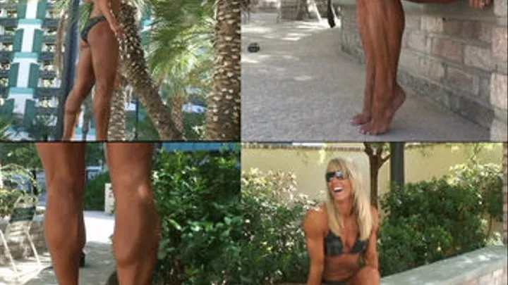 Tanned Beach Babe with Muscular Calves Flip Flops Hi Res