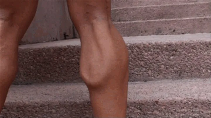 Nancy Lewis Muscular Calves On The Stairs Barefeet