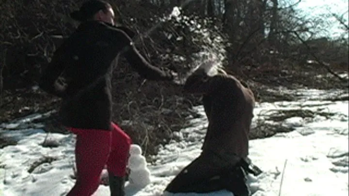 The Park Bully II: Crazy Snow Lady Destroys him and his Snowman