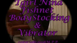 Tgirl Nina Fishnet Bodystocking & Vibrator