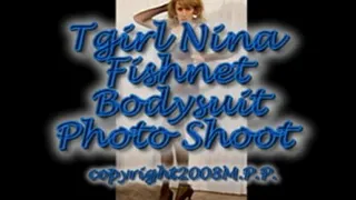 Tgirl Nina Fishnet Bodysuit Photo Shoot