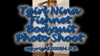 Tgirl Nina Fishnet Bodysuit Photo Shoot