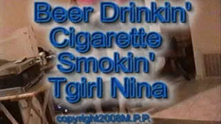 Drinking, Cigarette Smoking Tgirl Nina