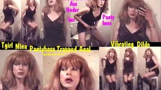 Tgirl Nina Pantyhose Trapped Anal Vibrating Dildo