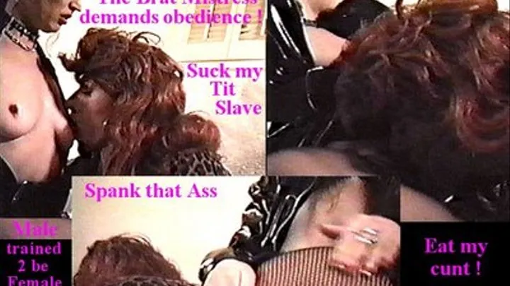 Tgirl Slave Sucks Mistress Tits & Cunt