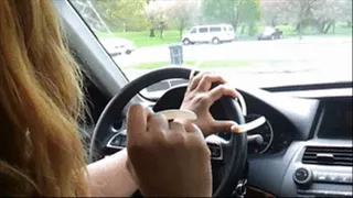 DRIVING AND PLAYING WITH HAIR WITH LONG NAILS
