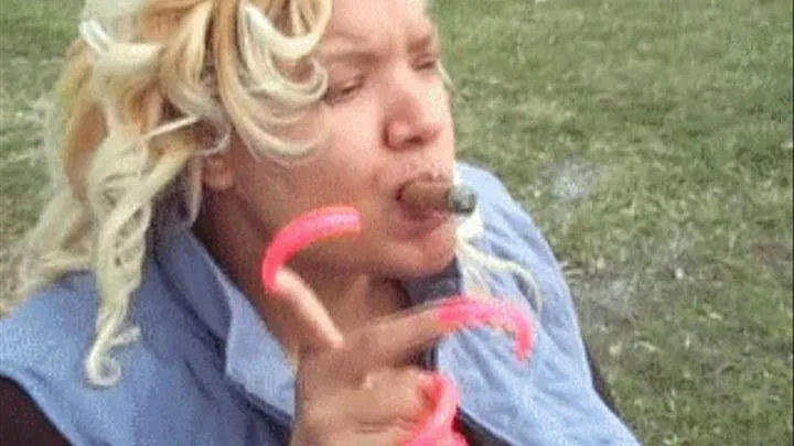 SMOKING A CIGAR WITH MY PINK CURVED NAILS