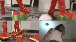 Tenshi Stomps A Watermelon