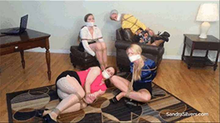 FOUR Captive MILF Secretaries, Each in a Different Bondage Position, Desperately Attempt Escape! #1