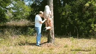 Outdoor Bondage Corseted MILF Hogtied off the Ground, Welded to a Tree! #1728