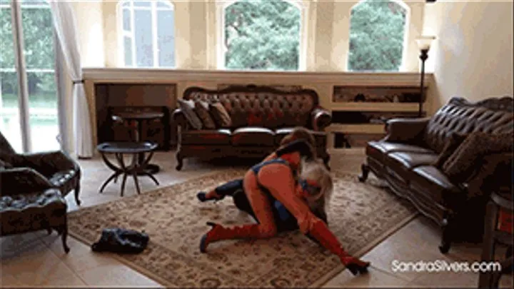 Superheroine Loses Battle as Wonder Woman Darla is Hogtied by Masked Maiden Sandra 1681