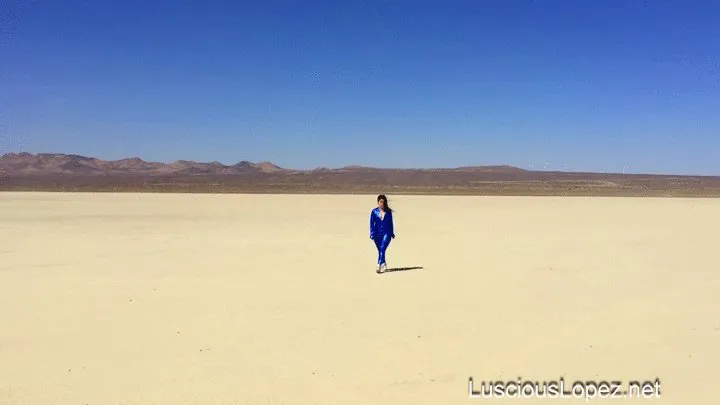 Luscious Lopez blue shiny catsuit