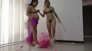 Pregnant Claudia And Manuela Explode Balloons