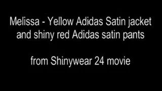 Yellow Adidas Satin jacket and red Adidas satin pants