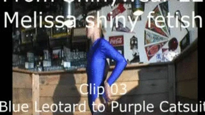 Changing von Blue Leotard to Purple Catsuit