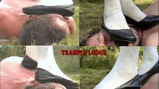 black ballet slippers head trample