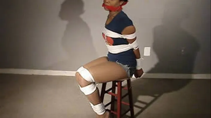 Aether-BGBv76 Gagged with a Bandana, Bound in Pantyhose & Heels