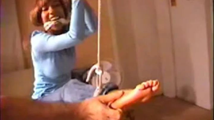 Danaya-BGBv36 - Suspended Barefoot in Jeans on 1 Leg & Tickled on Sole