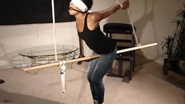 Aether-BGBv71 Blindfolded & Ball-gagged Strappado in Heels and Bare Feet