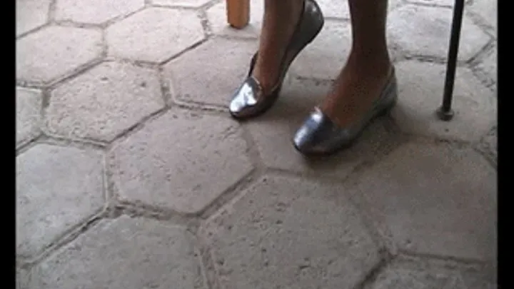 Sexy silver flats barefoot @ coffee 2