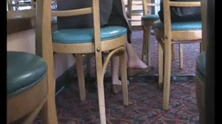 Brown flats barefoot shoeplay @ Wendy's