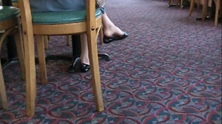 Toe dangling black flats @ Wendy's ~ Rear