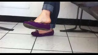 Moccasins barefoot with jeans at the pharmacy