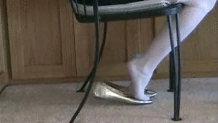 J Crew silver flats & white stockings ~ 2 of 2