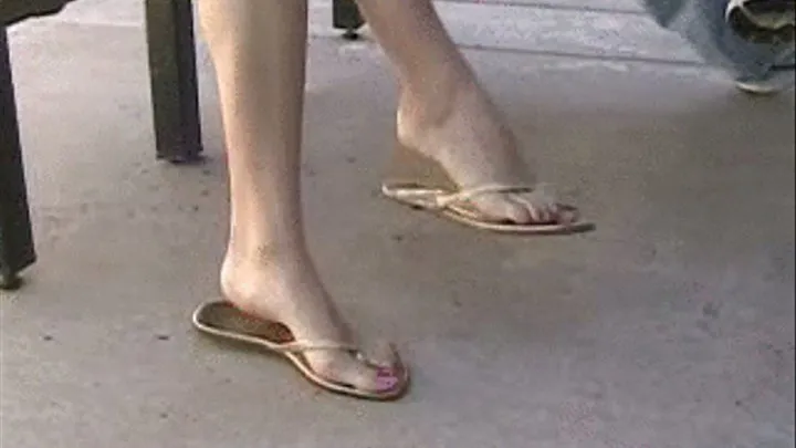 Golden sandals ~ Shoeplay outdoors