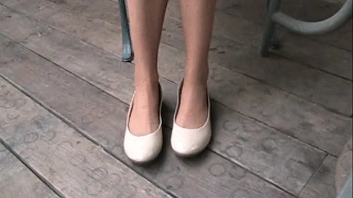 New tan patent flats & nylons